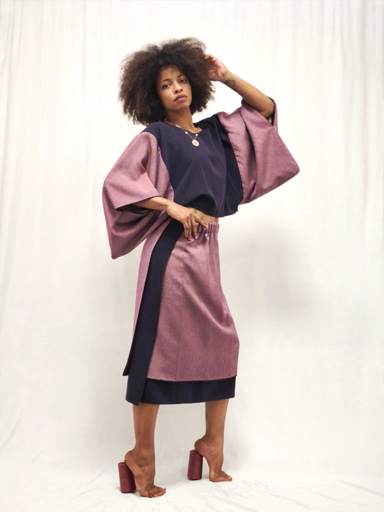 DOUBLE JUPE KIMONO SOIE